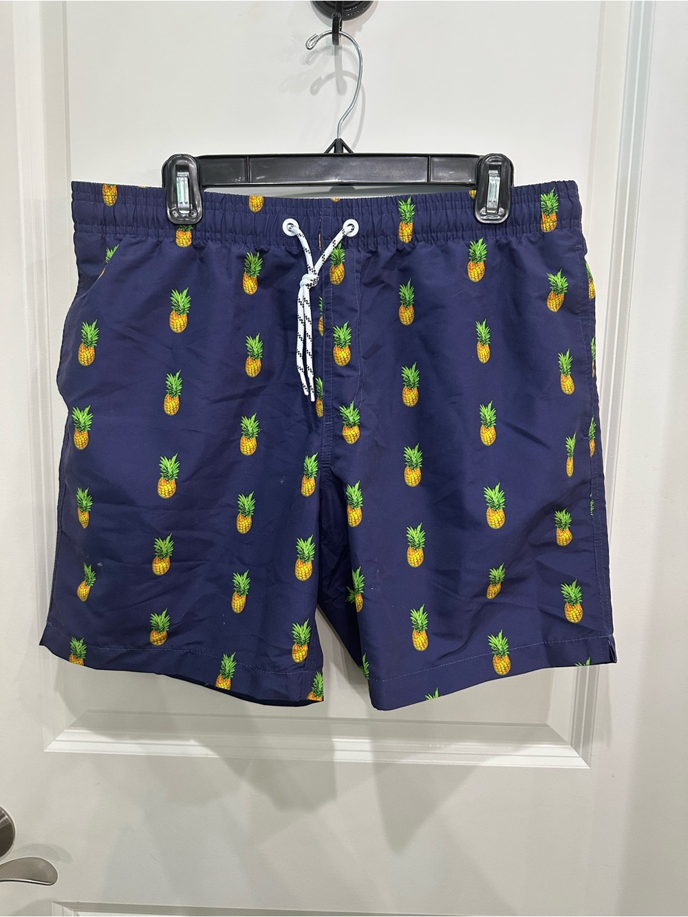 Men's Pineapple-Print Navy Swim Trunks